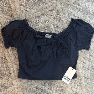 Unique Vintage Navy Blue Crop Top
